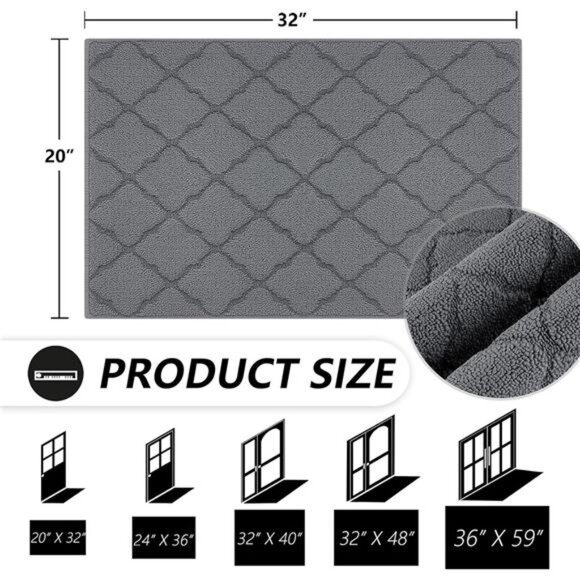 Indoor Doormat, Front Door Mat 20"x32"Absorbent Rubber Backing Non Slip Door Mat - Picture 2 of 7